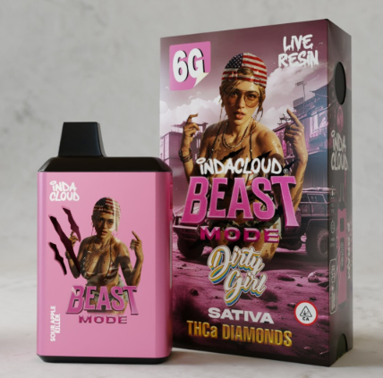 Indacloud Beast Mode THCA Diamonds + Delta Live Resin Blend 6g Disposables